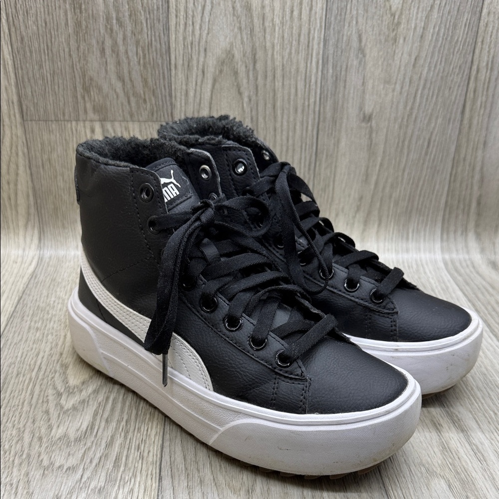 Puma Black and White High-Top Sneakers
